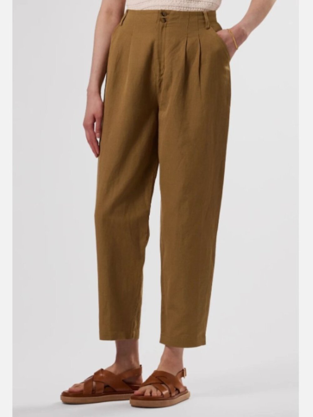 Amour Vert Larisa Organic Cotton Linen Pant Elm High Rise Trousers Size Medium